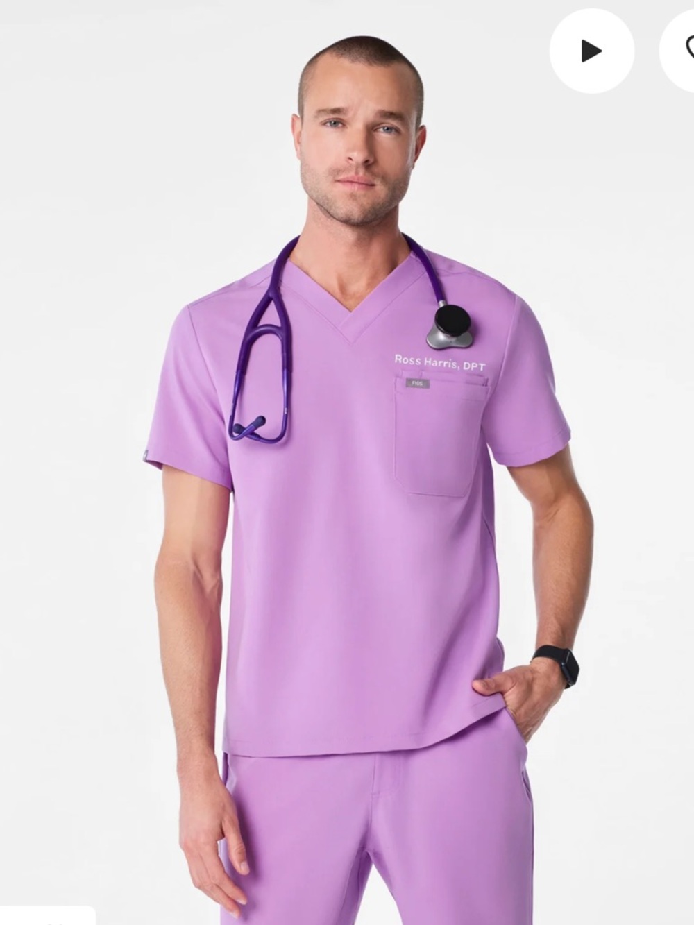 FIGS Wild Iris V-Neck Scrub Top - small